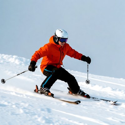 Man skiing down snowy slope