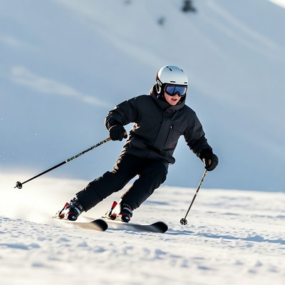 Man skiing down snowy slope