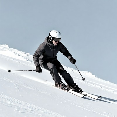 Man skiing down snowy slope