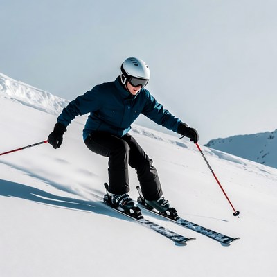 Man skiing down snowy slope