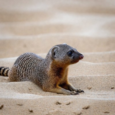Slender mongoose on sand