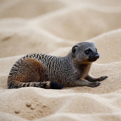 Slender mongoose on sand dunes