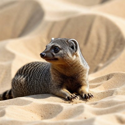 Slender mongoose on sand dunes