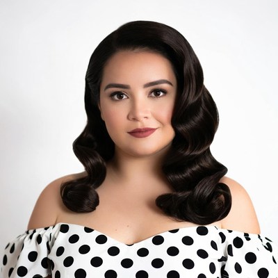Woman in polka dot dress portrait