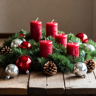Red Advent Candles Christmas Wreath