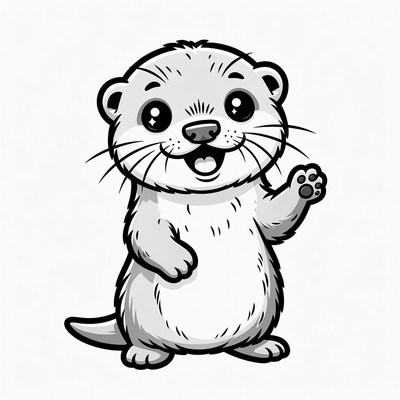 Cute Otter Waving Hello