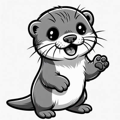 Cute Otter Waving Illustration