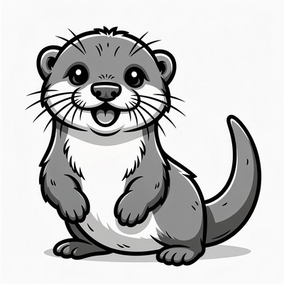 Cute baby otter illustration