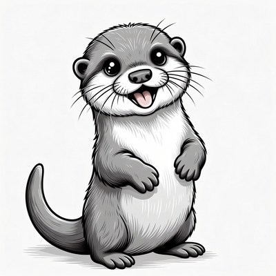 Cute baby otter illustration