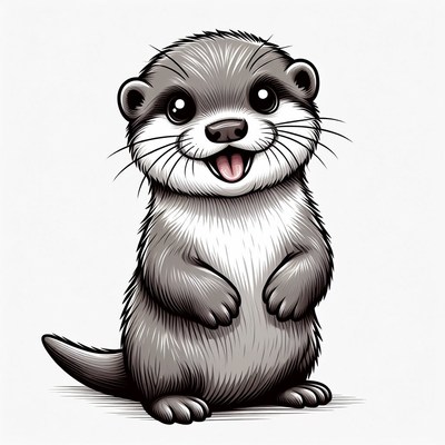 Cute baby otter illustration