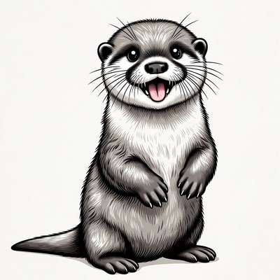 Cute smiling otter illustration