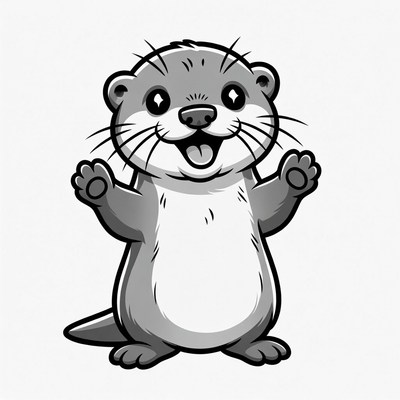 Cute cartoon otter waving
