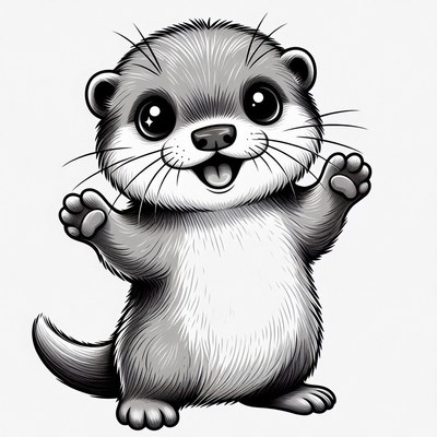 Cute baby otter waving paws