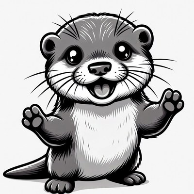 Cute baby otter waving