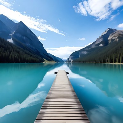 Wooden Pier Over Moraine Lake