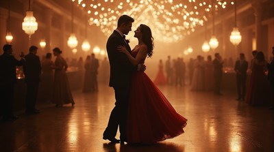 Couple Dancing in Elegant Ballroom