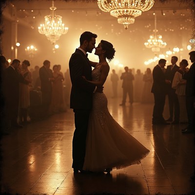 Couple Dancing in Elegant Ballroom