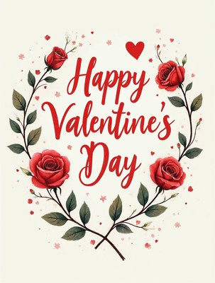 Happy Valentine's Day Roses Wreath