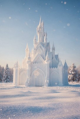 Snow Ice Castle in Winter Landscape