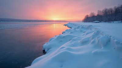 Winter Sunset Over Snowy River