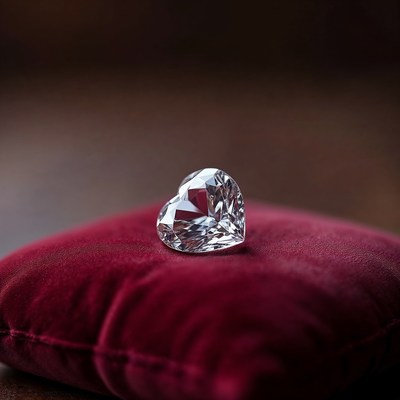 Heart-Shaped Diamond on Red Velvet