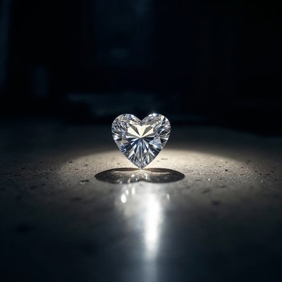 Heart-Shaped Diamond on Dark Surface