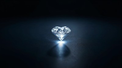 Heart-Shaped Diamond on Black Background