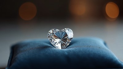 Heart-Shaped Diamond on Blue Velvet
