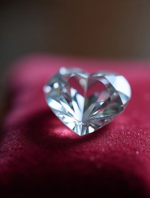 Heart-Shaped Diamond on Red Velvet