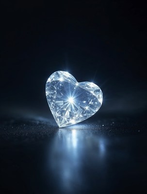 Sparkling Diamond Heart on Black