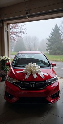 Red Honda Civic with White Bow