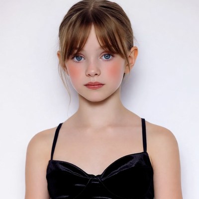 Girl with bangs in black camisole