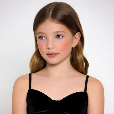 Girl in black velvet dress