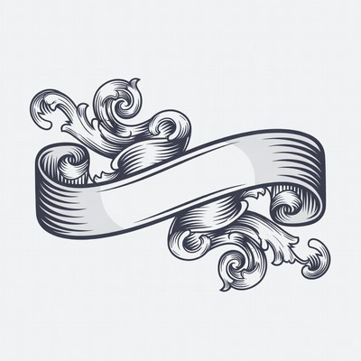 Vintage Ornate Blank Scroll Banner