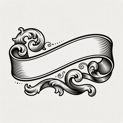 Vintage Ornate Blank Ribbon Banner