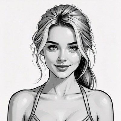 Blonde woman with ponytail illustration