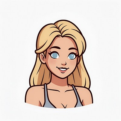 Blonde cartoon woman smiling