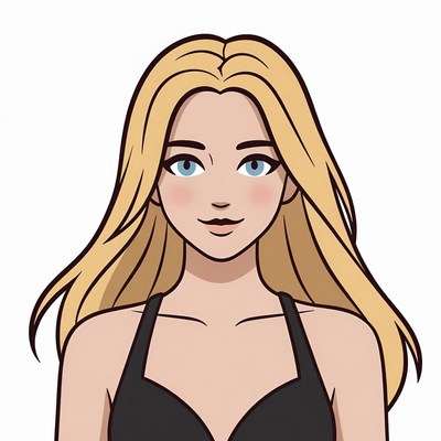 Blonde woman in black bra