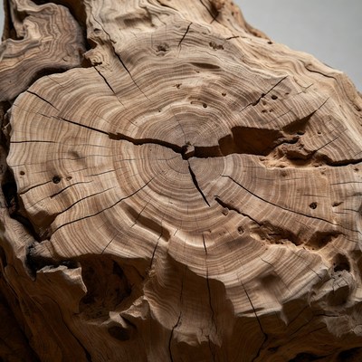 Close-up of tree stump cross-section