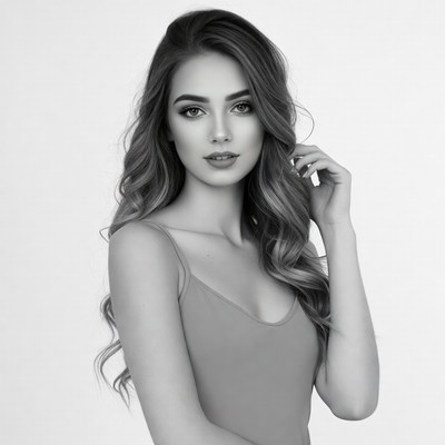 Beautiful woman with long wavy hair