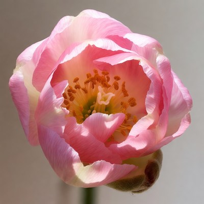 Pink peony flower close-up