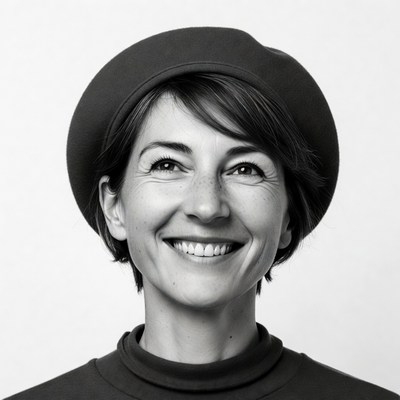 Smiling woman wearing beret