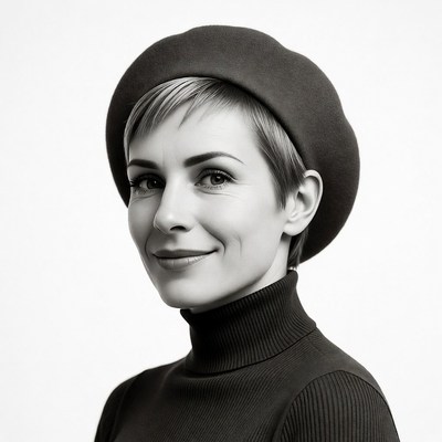 Woman in Beret Smiling Portrait