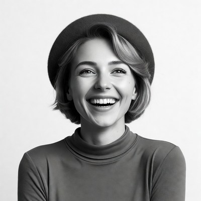 Smiling woman wearing beret