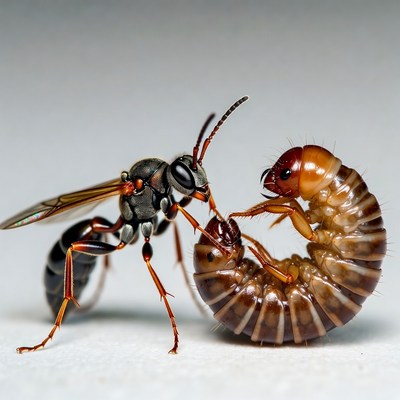 Wasp Attacking Grub