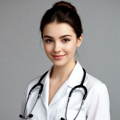 Young woman doctor with stethoscope