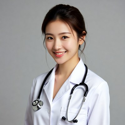 Asian woman doctor with stethoscope