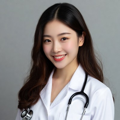 Asian woman doctor with stethoscope