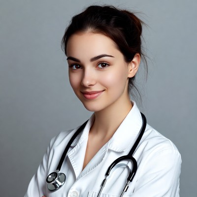 Smiling woman doctor with stethoscope