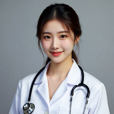 Asian woman doctor with stethoscope
